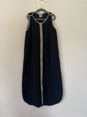 Navy Kids Sleep Sack with Gray Trim - Cozy Sleeveless Zipper